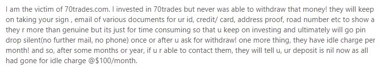 70trades Scam review